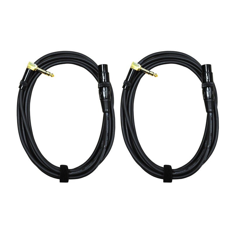 Audio 2000s E20112NP2 1/4" TRS Right Angle to XLR Female 12 Ft Cable (2 Pack)